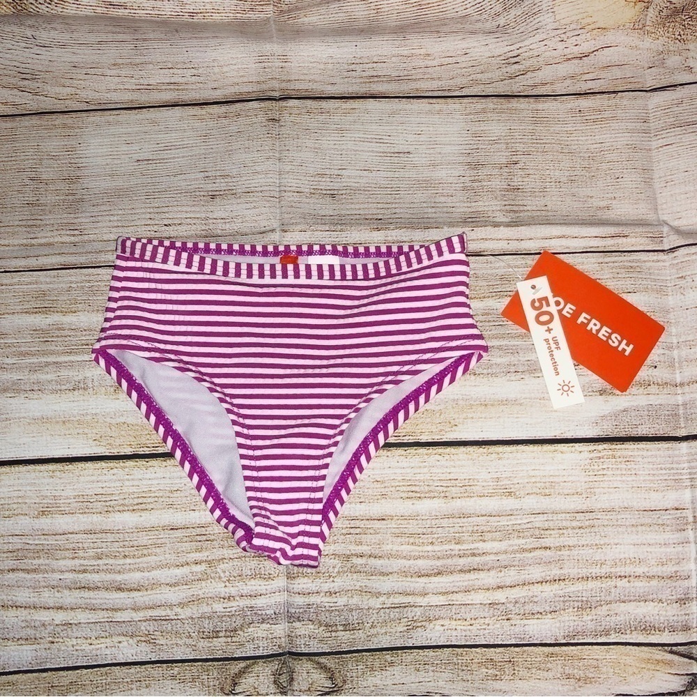 NWT Joe Fresh Fusha and White Stripe Bikini Bottoms Size 3